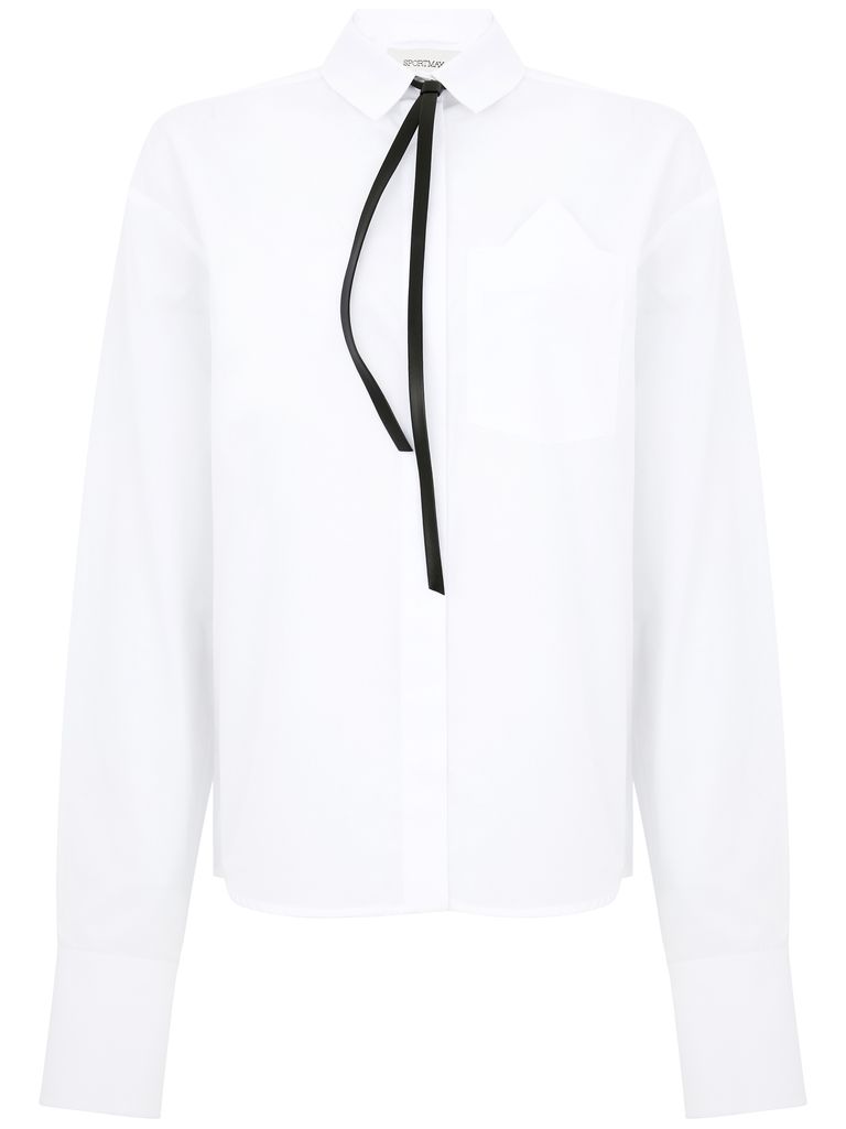 Shop Sportmax Gesso Shirt In Cotton With Tie In White