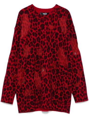 VERSACE - Wool sweater with leopard print