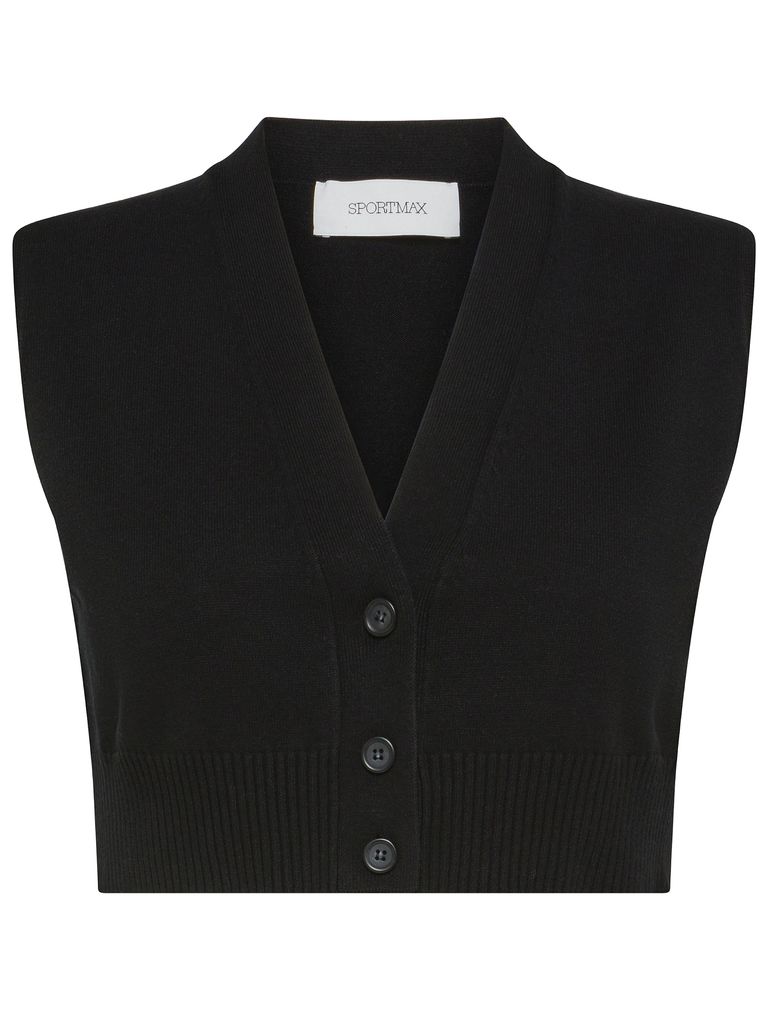 Shop Sportmax Folk Crop Gilet With Buttons In Black