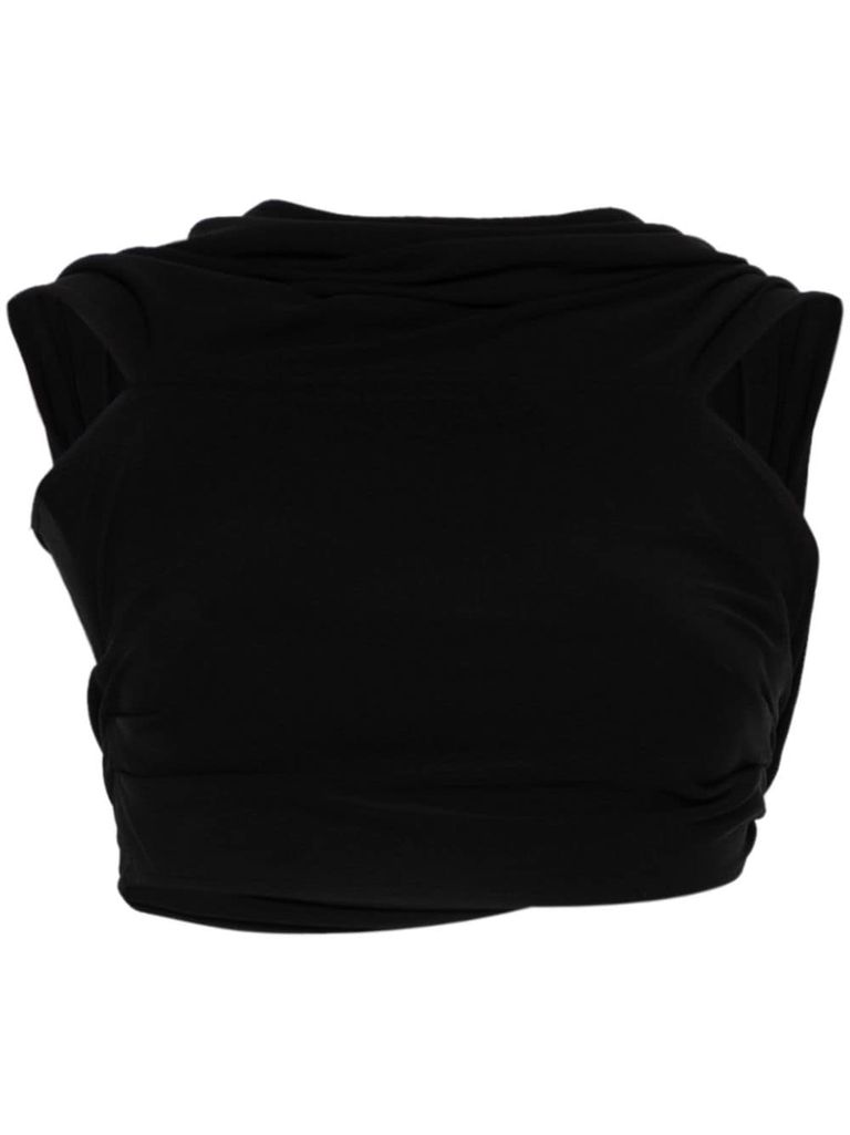 Shop Casablanca Draped Cropped Top. In Black