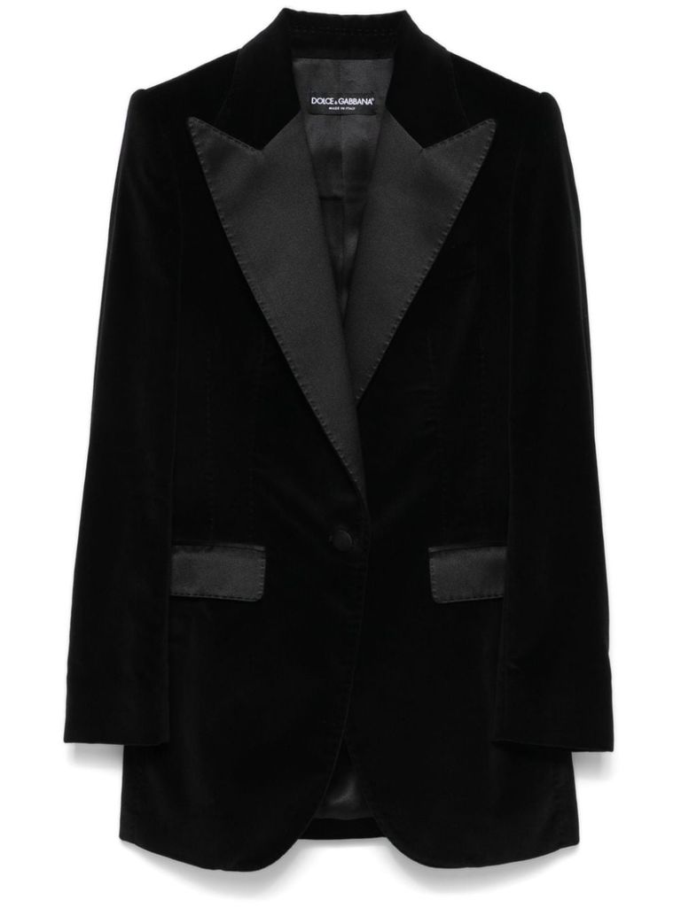 Shop Dolce & Gabbana Turlington Single-breasted Velvet Blazer In Black