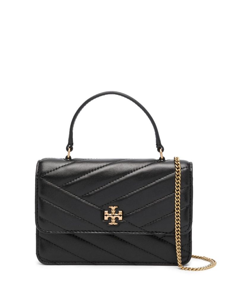 Shop Tory Burch Kira Quilted Leather Shoulder Bag In Black