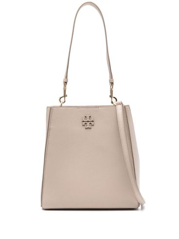 TORY BURCH - Grey leather McGraw bucket bag