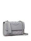 Borsa a spalla Fleming Convertible piccola in pelle grigio