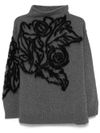 Wool and cashmere sweater with flower embroidery