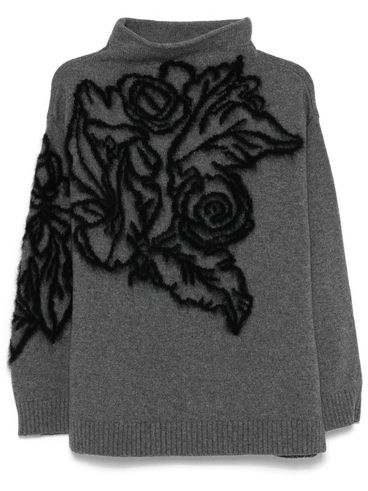 ALBERTA FERRETTI - Wool and cashmere sweater with flower embroidery