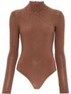 andreadamo - High-neck bodysuit with rhinestones