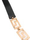 Calf leather belt with Greek motif