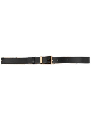 VERSACE - Calf leather belt with Greek motif