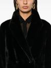 Long double-breasted faux fur coat