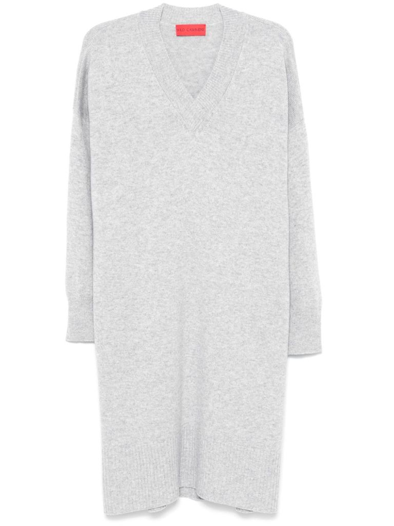 Shop Wild Cashmere Kori Wool And Cashmere Midi Dress In Grey