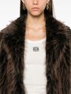 Brushed effect short faux fur coat