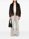 Brushed effect short faux fur coat