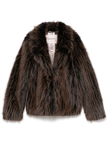 Brushed effect short faux fur coat