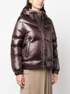 woolrich - Short brown quilted down jacket with hood - 1