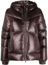 woolrich - Short brown quilted down jacket with hood