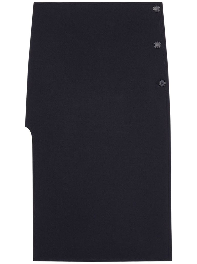 Shop Courrèges Oblique Tailored Midi Skirt In Wool In Black