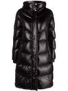 Long padded down jacket with a glossy finish