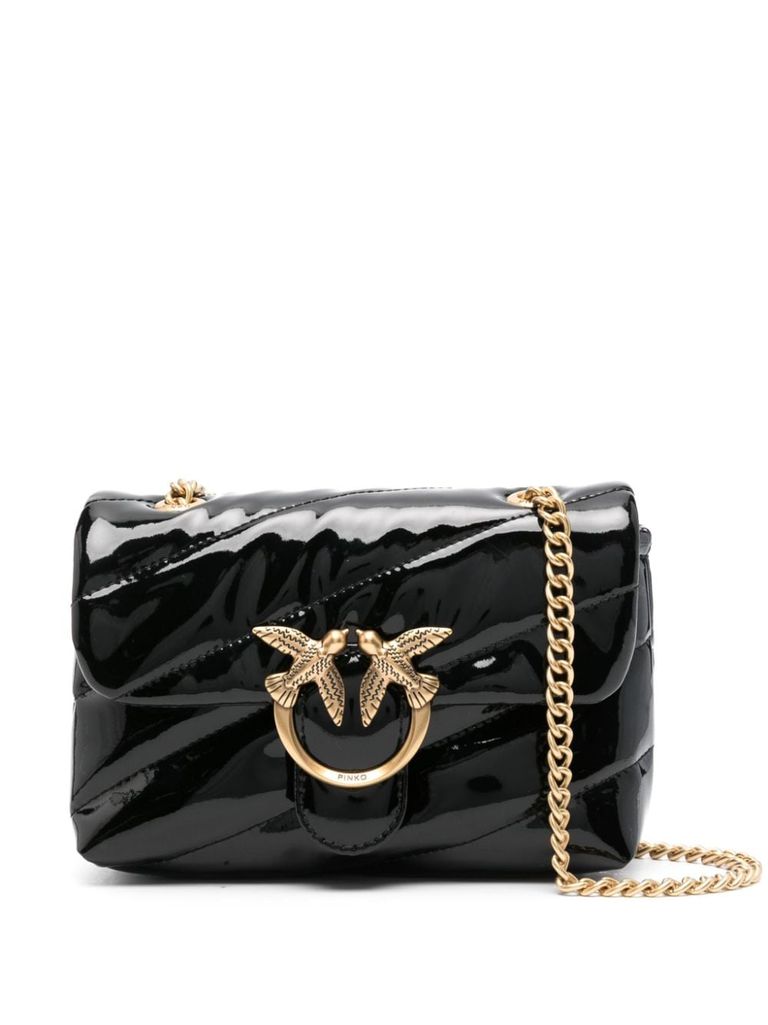 Shop Pinko Love Puff Baby Bag In Quilted Patent Leather In Black