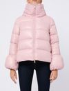 Quilted short puffer jacket with high collar