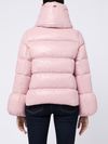 Quilted short puffer jacket with high collar