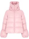 Quilted short puffer jacket with high collar