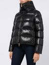 Quilted short puffer jacket with high collar