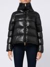 Quilted short puffer jacket with high collar