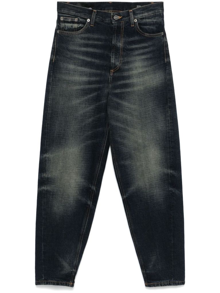 Shop Dondup Bessie Jeans In Cotton With A Worn Effect In Blue