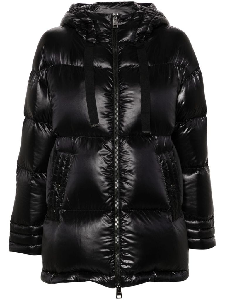 Shop Herno Short Puffer Jacket With Hood In Black