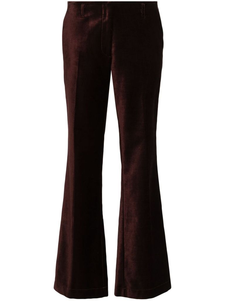 Shop Forte Forte Flared Velvet Pants In Brown