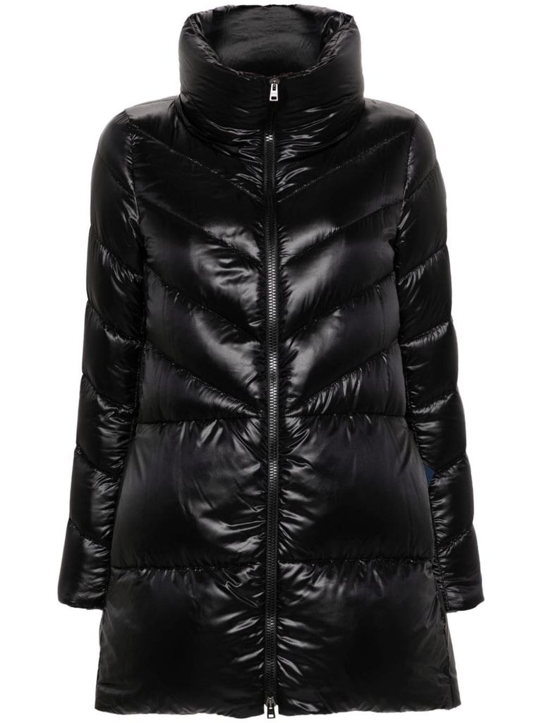 Shop Herno Long Padded And Quilted Puffer Jacket In Black