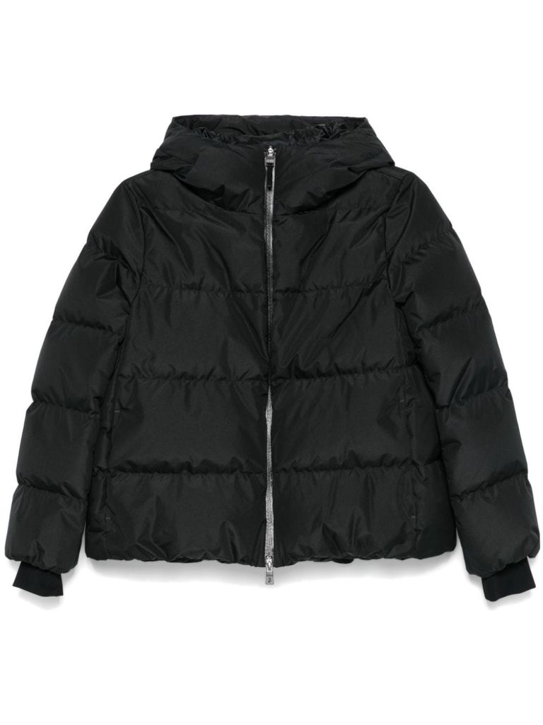 Shop Herno Short Windproof Quilted Puffer Jacket In Black