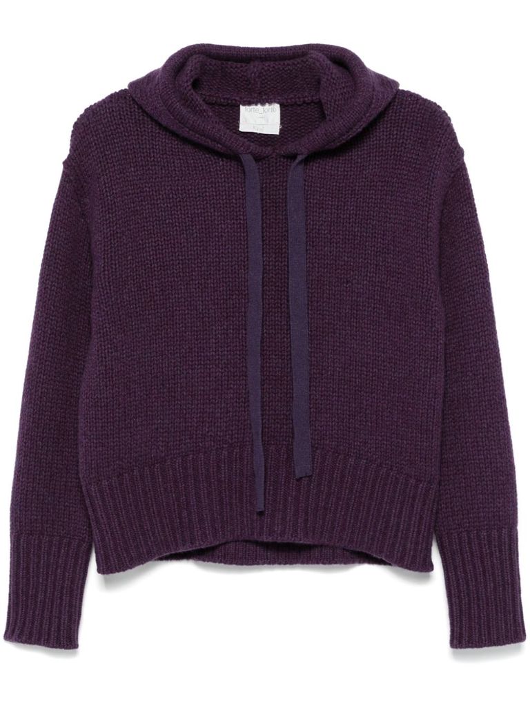 Shop Forte Forte Wool Sweater With Hood In Purple