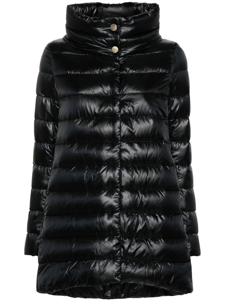 Shop Herno Amelia Long Padded Puffer Jacket In Black