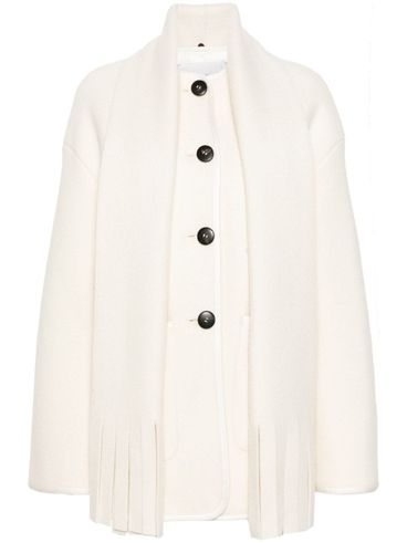 Short wool coat with scarf