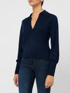 kangra - Black wool sweater with V-neck - 1