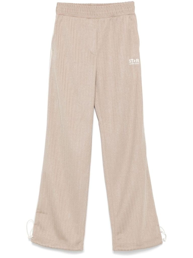 Shop Golden Goose Logo Print Sweatpants In Beige