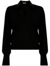 kangra - Black wool sweater with V-neck