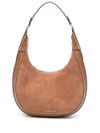 Preston large shoulder bag in beige suede