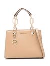 Cynthia small tote bag in beige leather