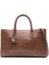 Borsa tote Scarlett media in pelle marrone