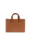 Gigi small tote bag in brown leather