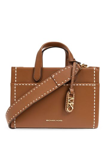 Gigi small tote bag in brown leather