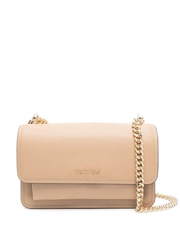 Claire large shoulder bag in beige leather