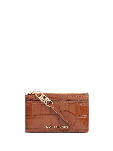 Crocodile-effect leather cardholder