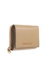 Beige calf leather wallet