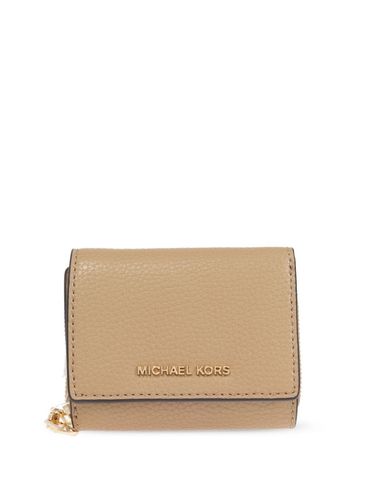 Beige calf leather wallet