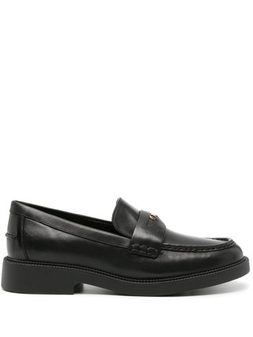 Leather loafers with logo plaque