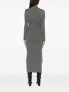 Grey ribbed wool midi dress